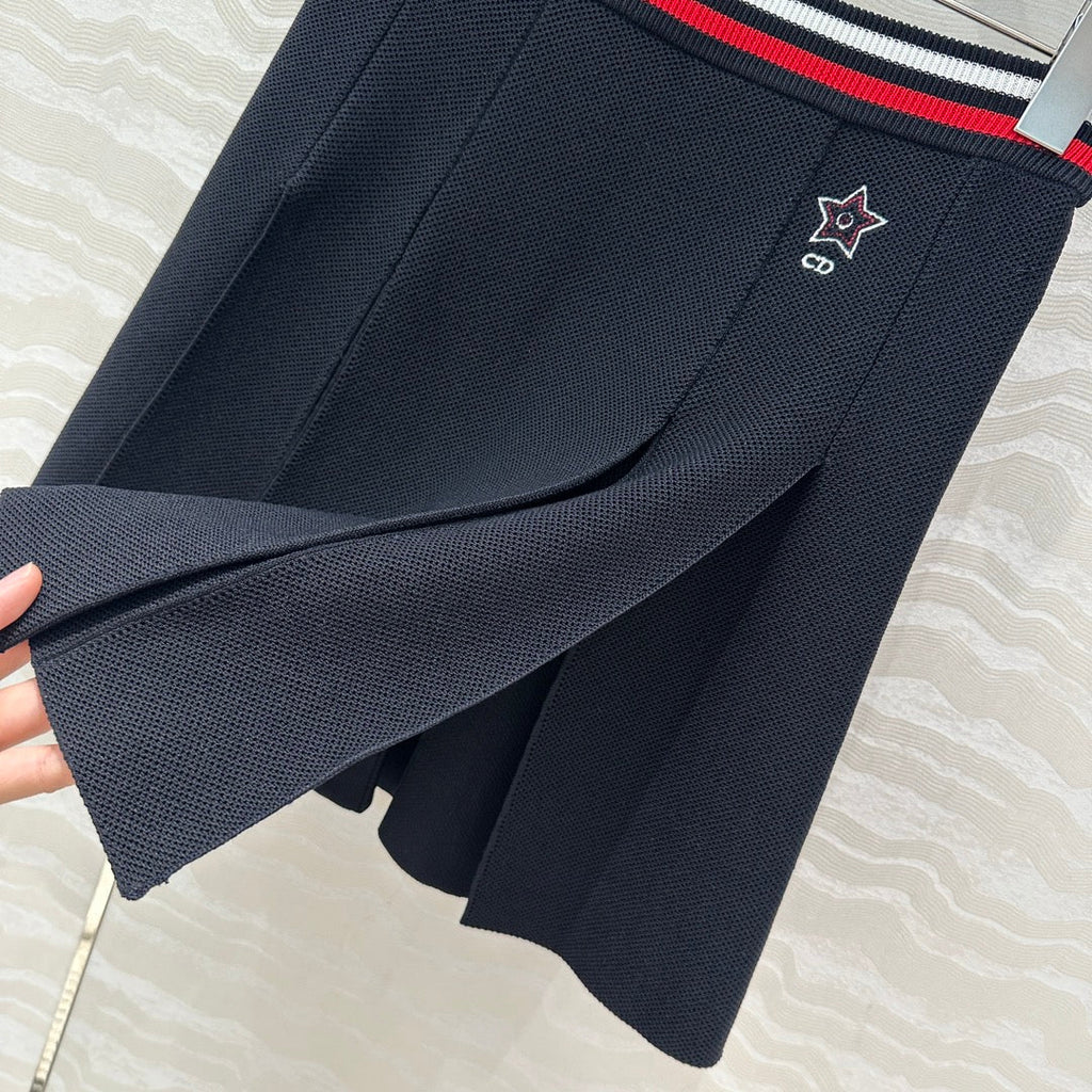 CD Sport Knitted Short Skirt Black Linen Silk