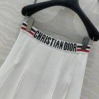 CD Sport Knitted Short Skirt White Linen Silk