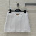 Celine Arc de Triomphe Metal Buckle skirt White Lambskin