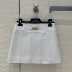 Celine Arc de Triomphe Metal Buckle skirt White Lambskin