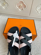 HM Heracles Sandals Black Pink Calfskin 291449