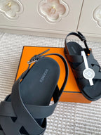 HM Heracles Sandals Black Calfskin 291453