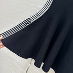 CD U-neck Large A-line Skirt Black Viscose Polyamide
