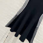 CD U-neck Large A-line Skirt Black Viscose Polyamide