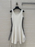 CD U-neck Large A-line Skirt White Viscose Polyamide