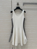 CD U-neck Large A-line Skirt White Viscose Polyamide