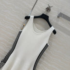 CD U-neck Large A-line Skirt White Viscose Polyamide