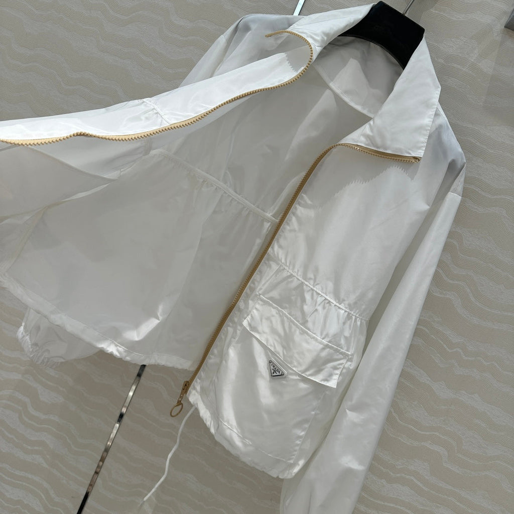Prada Zipper Jacket White Polyester