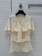 Prada Lace Sleeve Shirt Beige Polyester