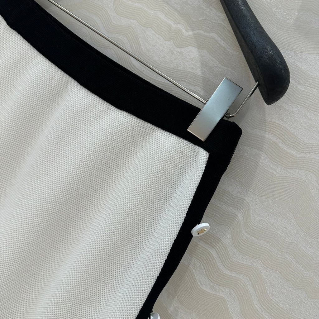 CD Knitted Skirt White Rayon Polyester