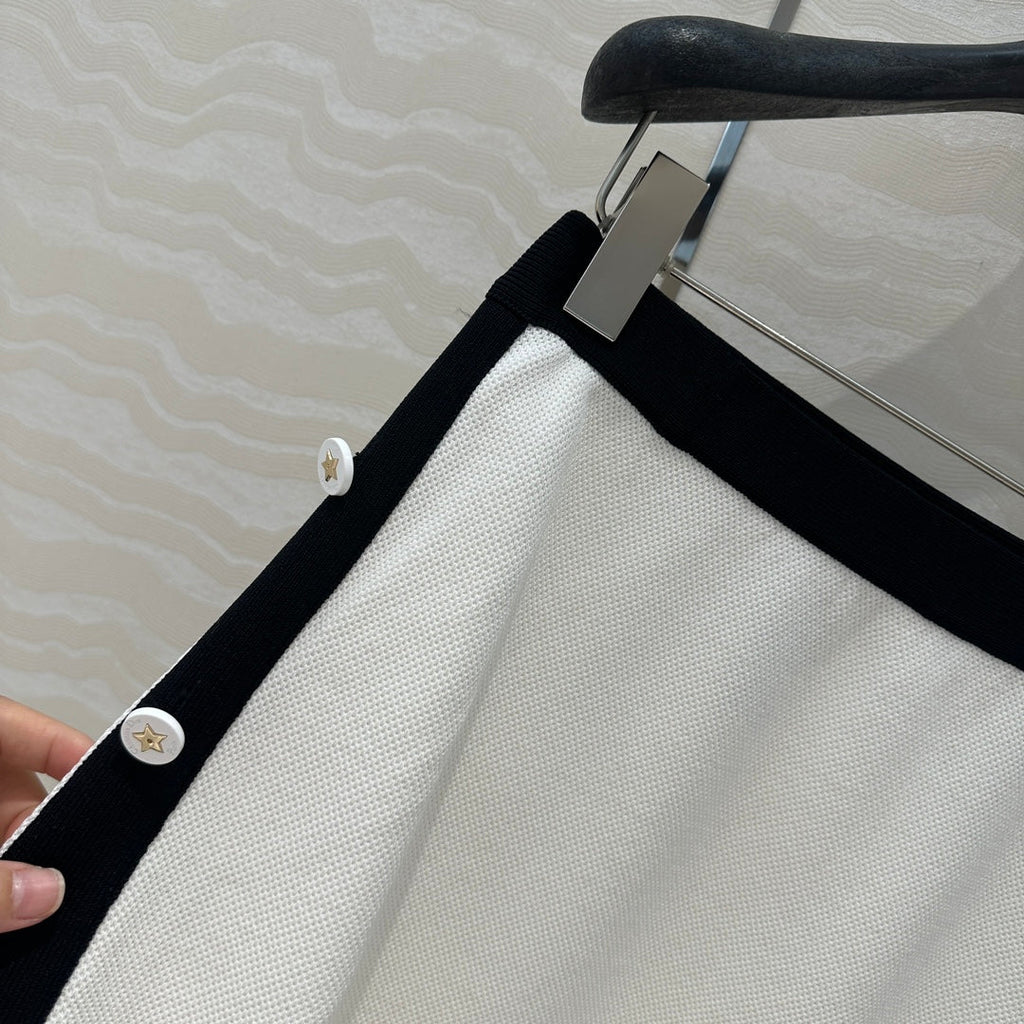 CD Knitted Skirt White Rayon Polyester