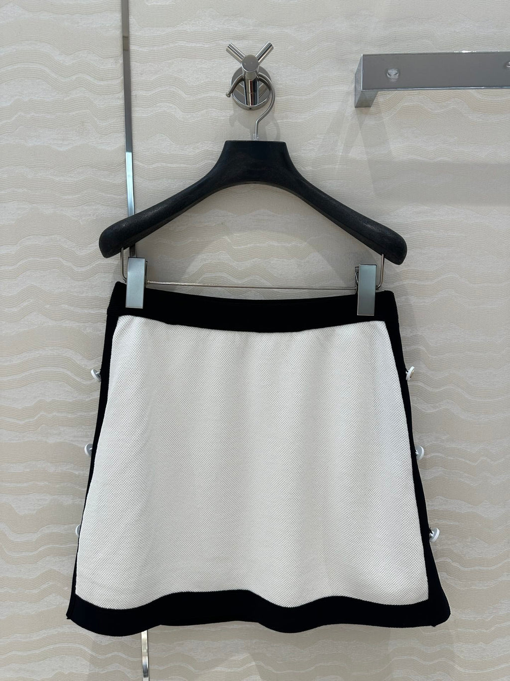 CD Knitted Skirt White Rayon Polyester
