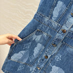 Fendi Flower Vest Dress Blue cotton