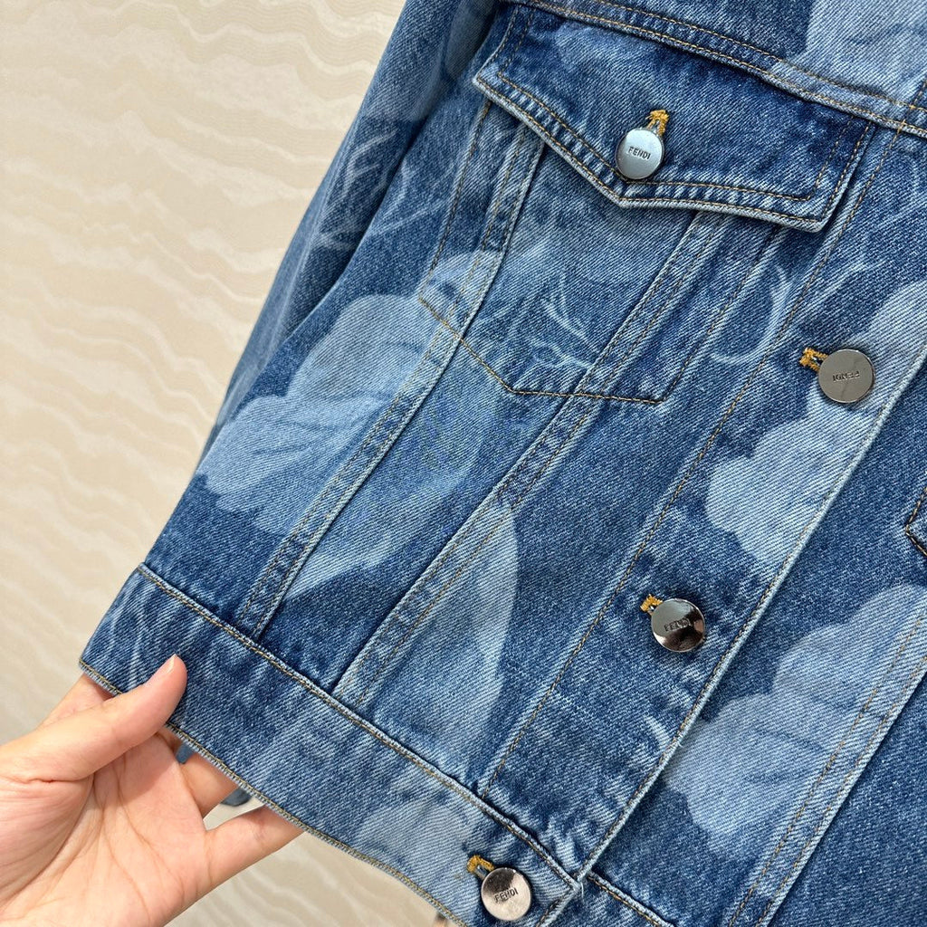 Fendi Flower Denim Jacket  Blue cotton