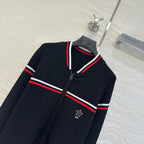 CD Knitted Zipper Jacket Black Rayon Polyester