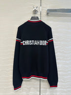 CD Knitted Zipper Jacket Black Rayon Polyester