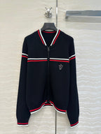 CD Knitted Zipper Jacket Black Rayon Polyester