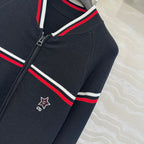 CD Knitted Zipper Jacket Black Rayon Polyester