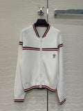 CD Knitted Zipper Jacket White Rayon Polyester