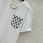 LV 25 Flower Pocket Short-Sleeved Shirt White Cotton