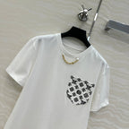 LV 25 Flower Pocket Short-Sleeved Shirt White Cotton