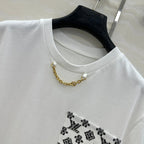 LV 25 Flower Pocket Short-Sleeved Shirt White Cotton