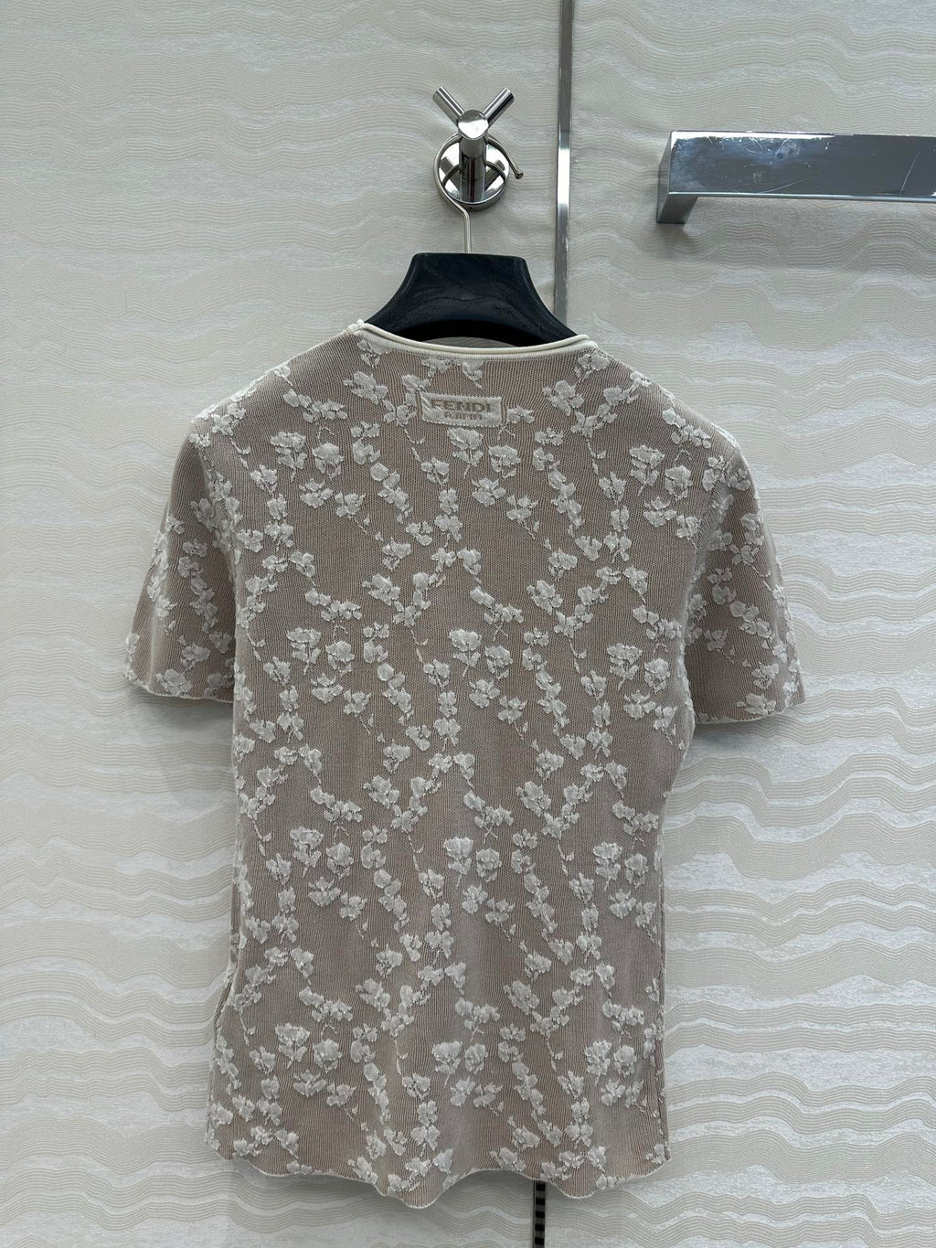 Fendi Knitted Top White Beige Cotton Viscose