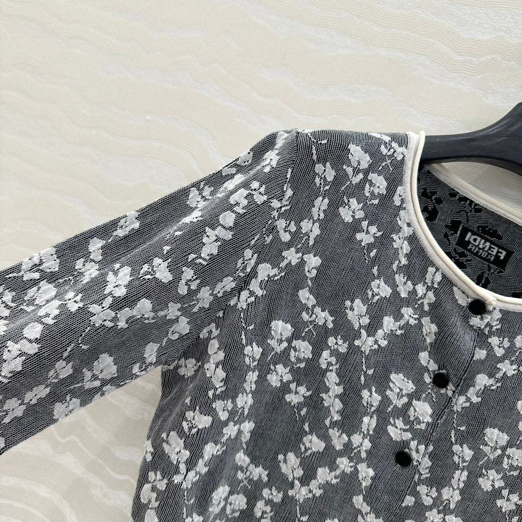 Fendi Knitted Cardigan Dark Gray Cotton Viscose