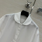 Prada Drawstring Lantern Sleeve Shirt White Cotton