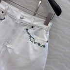 Celine 25 Embroidered Small Flower Skirt White  Cotton