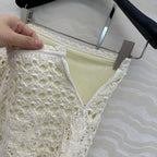 CD Hollow Short Skirt  White Cotton Washi