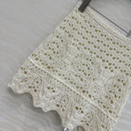 CD Hollow Short Skirt  White Cotton Washi