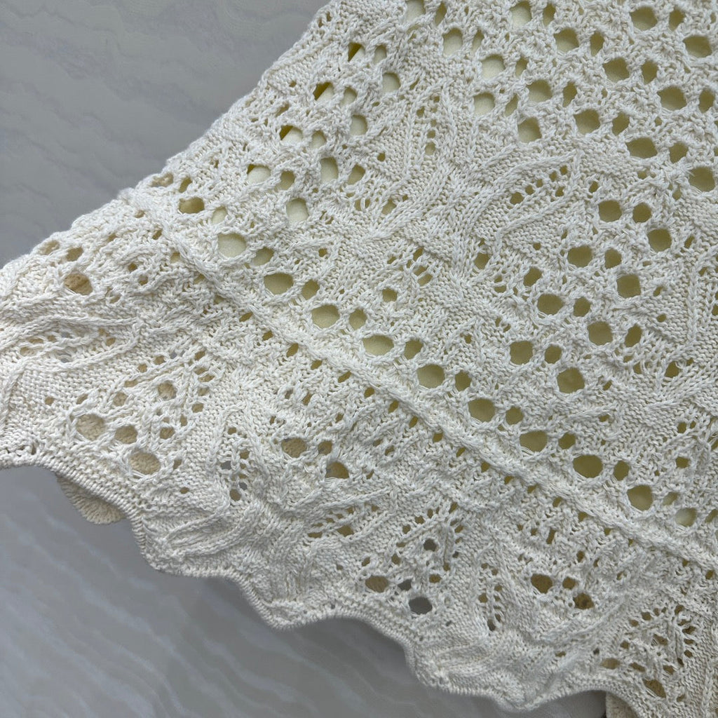 CD Hollow Short Skirt  White Cotton Washi