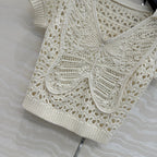 CD Butterfly Hollow Top  White Cotton Washi