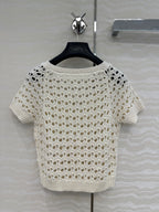 CD Butterfly Hollow Top  White Cotton Washi