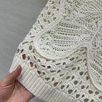 CD Butterfly Hollow Top  White Cotton Washi