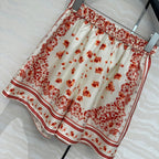 Fendi Flower Short Red Silk