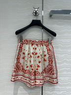 Fendi Flower Short Red Silk
