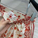 Fendi Flower Short Red Silk