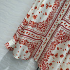 Fendi Flower Shirt Red Silk