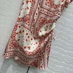 Fendi Flower Dress Red Silk