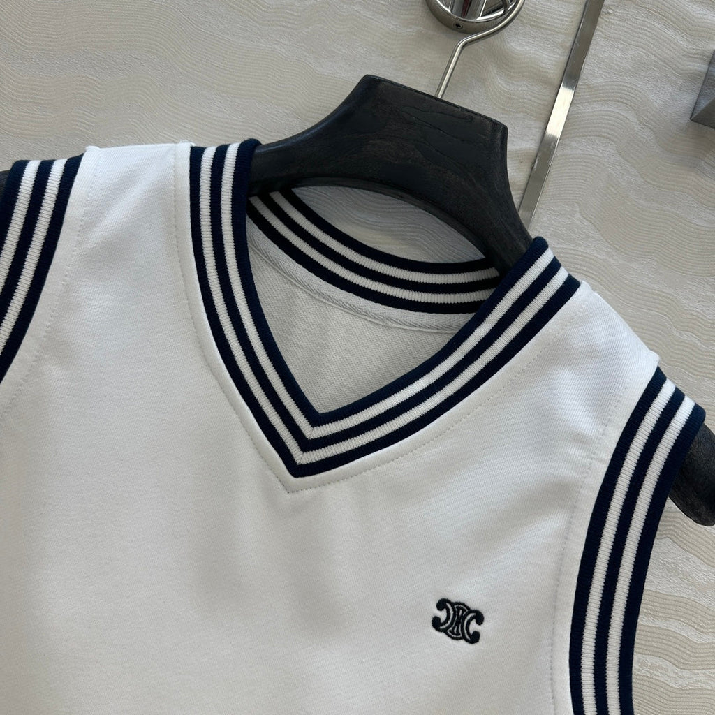 Celine Sports Vest Top White Cotton