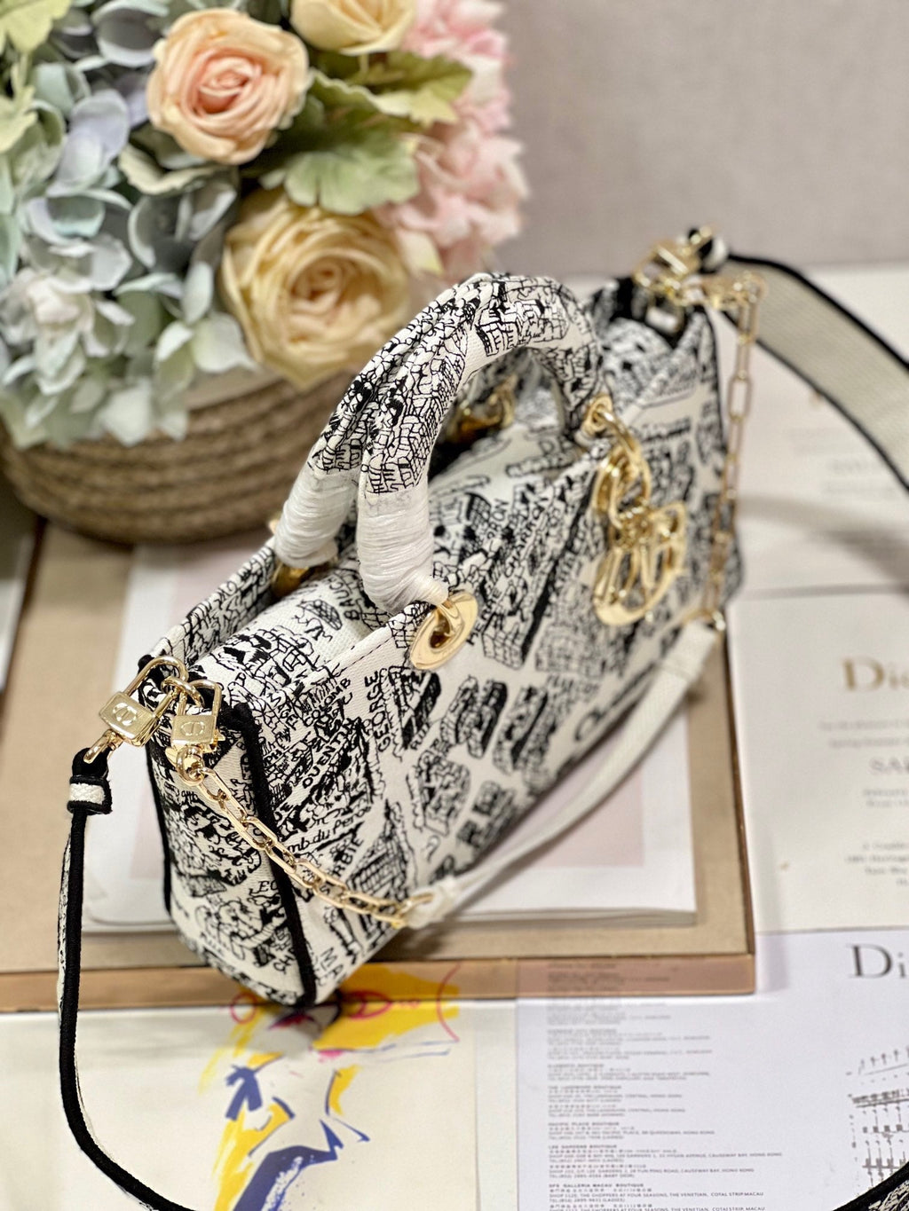 CD Paris White 26 Lady D-Joy Bag Canvas 336639
