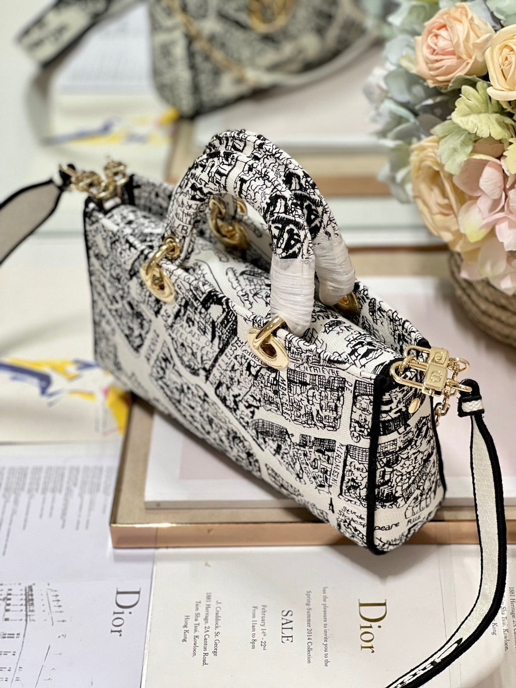 CD Paris White 26 Lady D-Joy Bag Canvas 336639