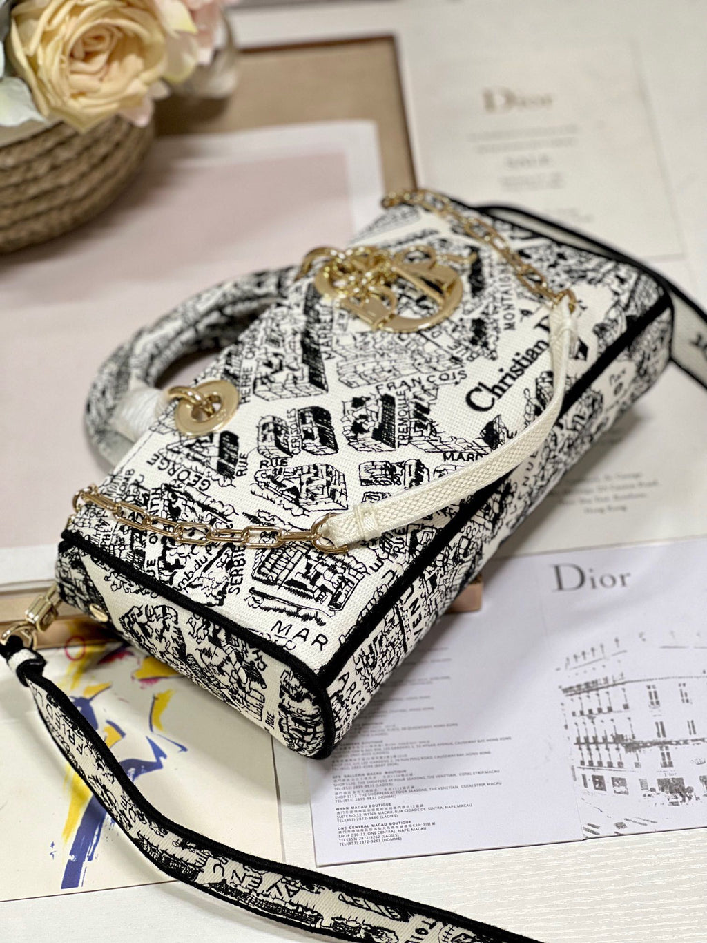 CD Paris White 26 Lady D-Joy Bag Canvas 336639