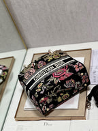 CD Glenflower Black 24 Lady Dior Bag Canvas 336727