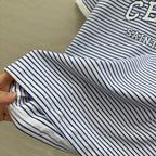 Celine 25 Striped Letter Short-sleeved T-shirt Blue White Cotton