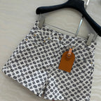 LV 25 Advanced Logo Denim Shorts Black White Poliester