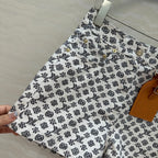 LV 25 Advanced Logo Denim Shorts Black White Poliester
