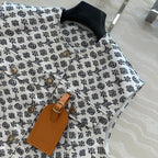 LV 25 Modern Logo Denim Vest Jacket Black White Poliester